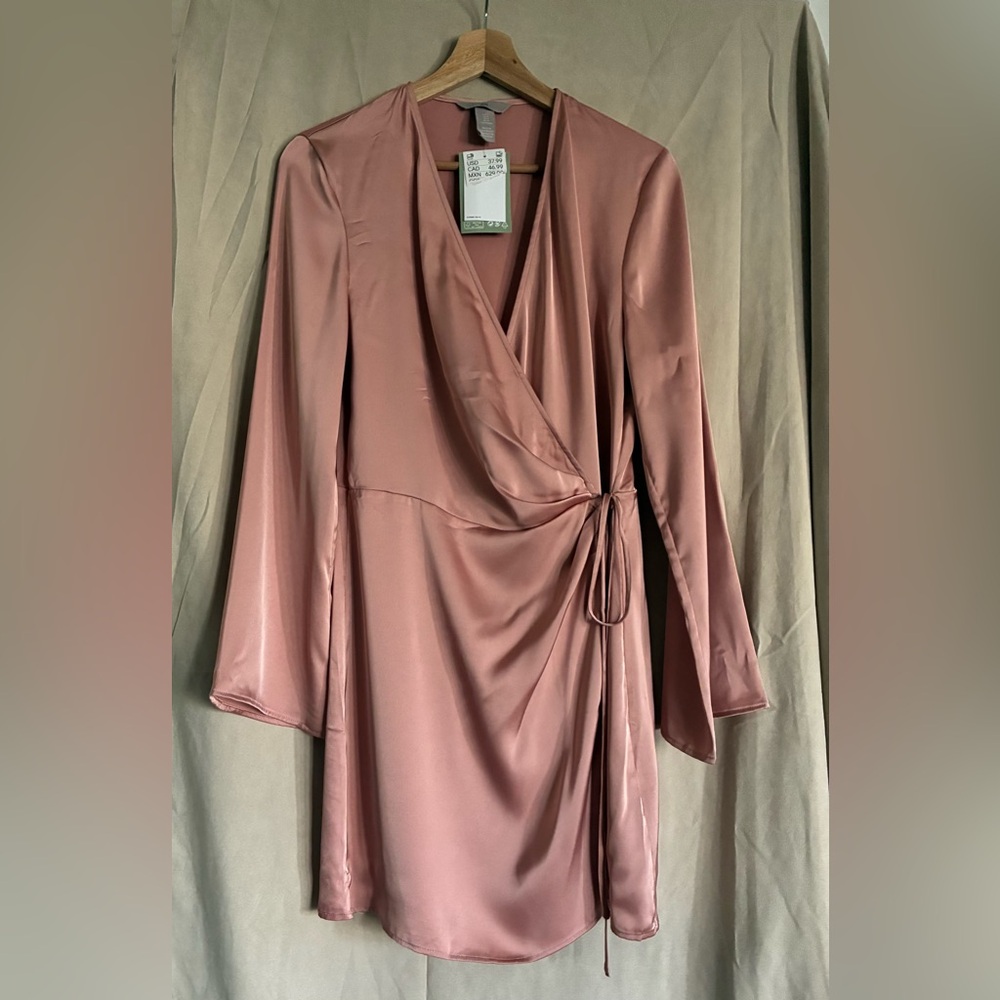 H&M Satin Wrap Dress - Rose